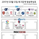 2017년 3월 12일 (일요일) 축구중계 방송편성표 이미지