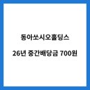 (주)제이에스홀딩스팜 | 동아쏘시오홀딩스(000640) 2026년 중간배당 공시 분석: 배당금, 주가 최저가 이유 및 전