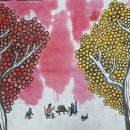 행복을 그리는 한국화 이미지