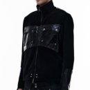 제이레더J.Leather | 유니섹스 슬림핏 크롭 리워크 컴뱃 레더 패치 니트집업