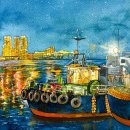 수채화로 만나는 일상 스케치 | [개인작] 부산 자갈치 시장 밤바다 수채화 어반스케치 (+드로잉 과정 영상)