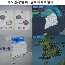 수도권, 강원 비 ~~~ 남부 대체로 맑아 이미지