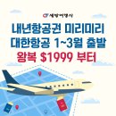 💚세방여행사💚내년항공권 미리 구입하세요! 대한항공1~3월 출발 $1999부터!💚카톡 세방여행사💚416 536 5530 이미지