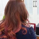 시크릿 투톤 염색 세가지 색으로 멋내기 핑크, 오렌지, 브라운