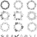 hand drawn wreaths frames and branches 이미지