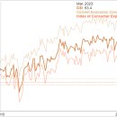 [미국 경제 지표]3월 미시간대학교 미국 소비자 심리 지수 (CSI) 예비치 63.4(1년 / 5년 기대 인플레이션 등 세부 항목 포함 이미지