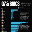 2024년 G7 및 BRICS 국가의 경제성장 전망 이미지