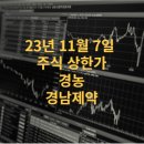 23년 11월 7일 주식시장 정리 (상한가: 경농, 경남제약)