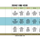 24년 10월 공동생활가정 식단표 이미지