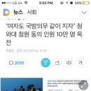 "여자도 국방의무 같이 지자" 청와대 청원 동의 인원 10만명 목전 이미지