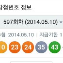 597회차 로또 번호예요^^(이번회차 아니네요ㅋ) 이미지