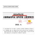 2024학년도 서울예술대학교 문예창작과 입학전형 시행계획(안) 이미지