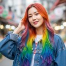레인보우염색 | 레인보우 염색 여성 긴 머리 후기 탈색 개성 포인트 추천 수지구청 미용실 이가자 수지점 전문 ^^