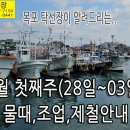 2월 첫째주 28~03일, 물때, 조업, 제철 생선 안내 입니다. 이미지