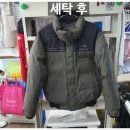 빨래터세탁 | [일반 세탁] 남성 오리털패딩 돌가루로 인한 오염제거 및 세탁 전.후