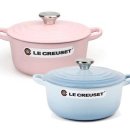 [Le creuset]원형 무쇠 냄비 16cm 코스탈블루+원형 무쇠 냄비 18cm 쉬폰핑크 이미지