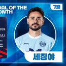 '하프라인 골' 세징야, 7월 ‘안심을 마시다 동원샘물 이달의 골’ 수상 이미지