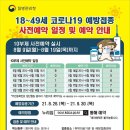 18세~49세 코로나19 예방접종 사전예약 일정 및 예약 안내 이미지