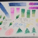 플러스펜 수채 캘리그라피 | 수채캘리그라피: 플러스펜 발색연습, 간단한 모양 연습