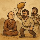 머리에 배를 던진 사내 이미지