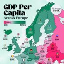 지도: 국가별 유럽의 1인당 GDP 이미지