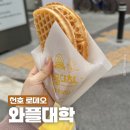 와플대학 산본로데오캠퍼스 | 천호 로데오 맛집 와플대학 : 사과잼와플, 라떼 포장 후기 _ 가격 메뉴판