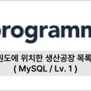문막공단길 | [SQL] 강원도에 위치한 생산공장 목록 출력하기(프로그래머스/MySQL/Level 1)