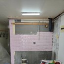 우정마샹스 오피스텔 | 흔하지 않은 주방 컬러 조합! 노고산동 우정마샹스 오피스텔 핑크 타일과 딥블루 싱크대,주방가구 시공...