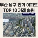 디아이엘대연TOP공인중개사사무소 | 부산 남구 인기 아파트 TOP 10: 최근 거래 순위