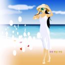 [배경] 해변의 여인 일러스트 (이채연 - Dreaming) 이미지