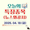 2025.04.18 (금) - 오늘의 특징종목(뉴스&amp;공시)