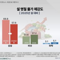 [스트레이트뉴스 여론조사] 설 물가상승 체감 국민 “지난해 대비 12.2%p↓”