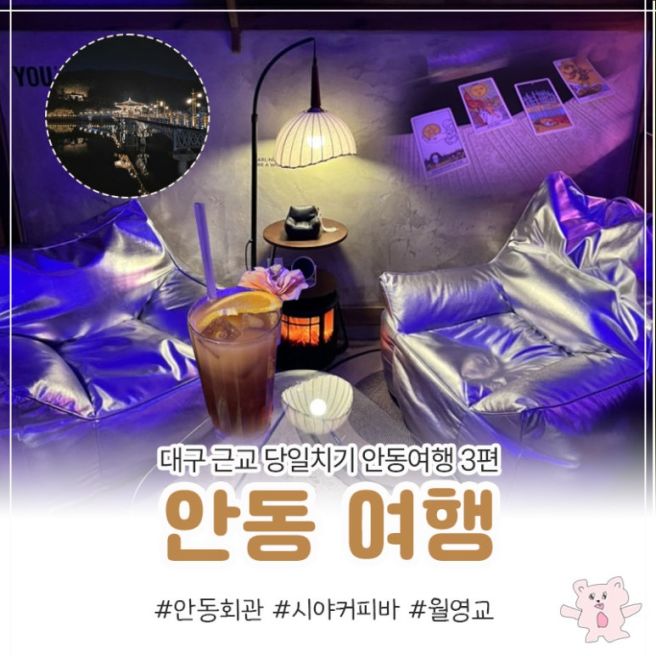 경북 안동 당일치기 여행 코스 3편 🚗🌙 | 안동회관 한우불고기, 시야 커피바 타로 칵테일, 월영교 야경