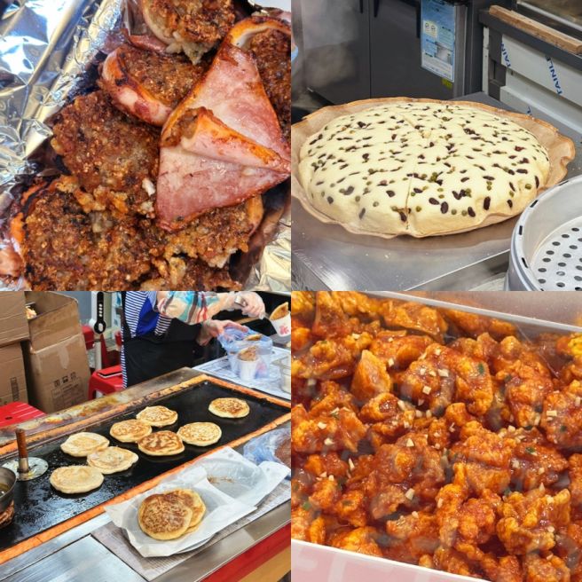 속초 중앙시장 먹거리 중앙 만석닭강정 술빵 모녀가리비 포장