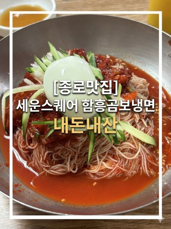 [내돈내산] 종로 세운스퀘어 함흥곰보냉면 비빔냉면 추천 후기