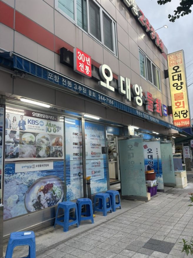 [포항] 포항물회현지인맛집 '오대양물회' 솔직후기! 전국 3대 물회 원조 고추장 물회